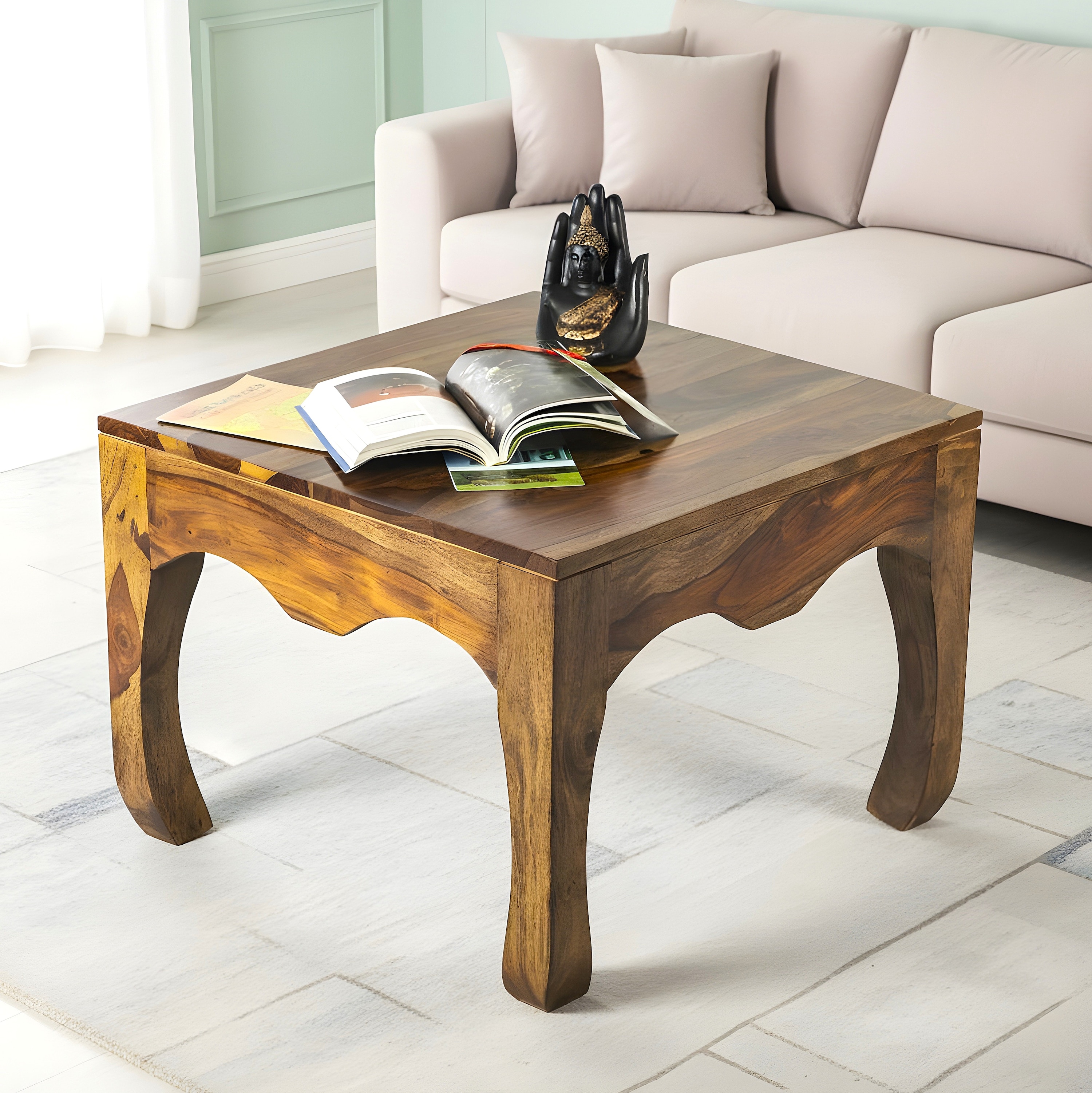Lyon Sheesham Wood Coffee Table In Teak Finish
