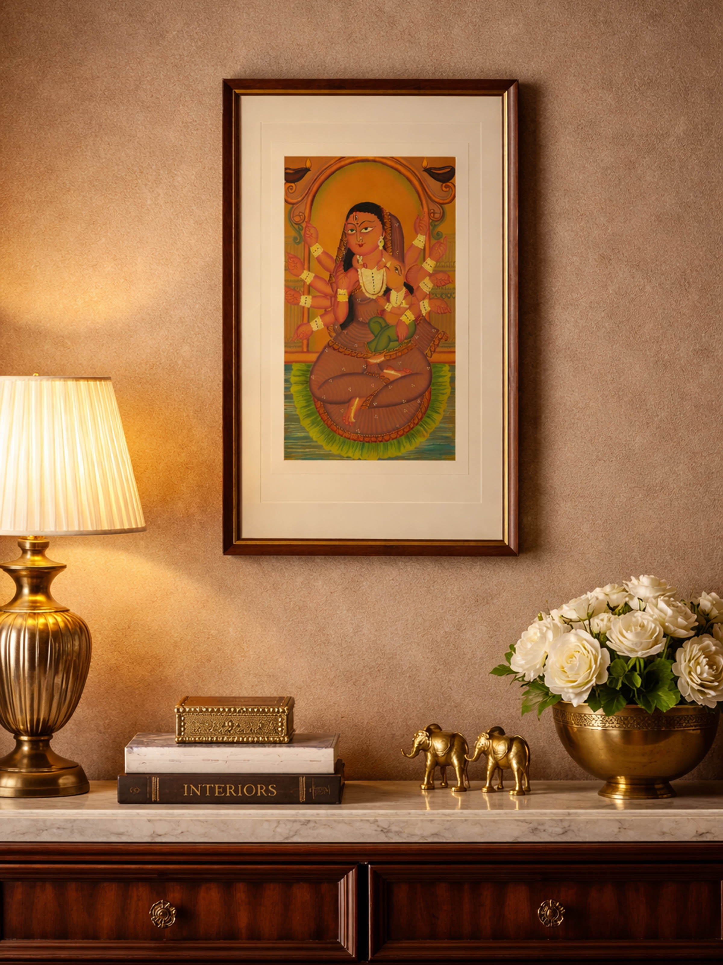 Parvati Ganesha Kalighat Painting