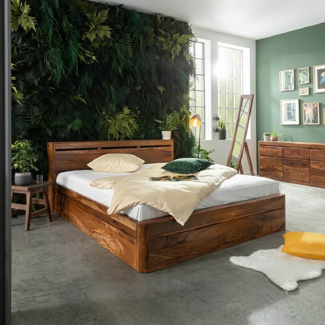 Soora Solid Wood King Size Box Storage Bed In Provinciall Teak Finish - Demiwall