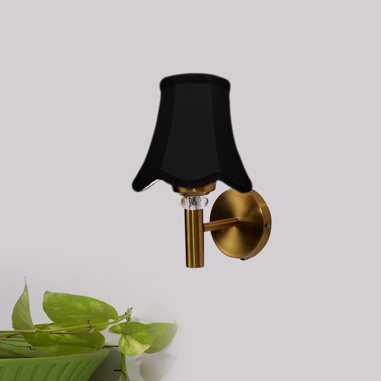 Devansh Gold Wall Mounted Lamp With Black Cotton Shade