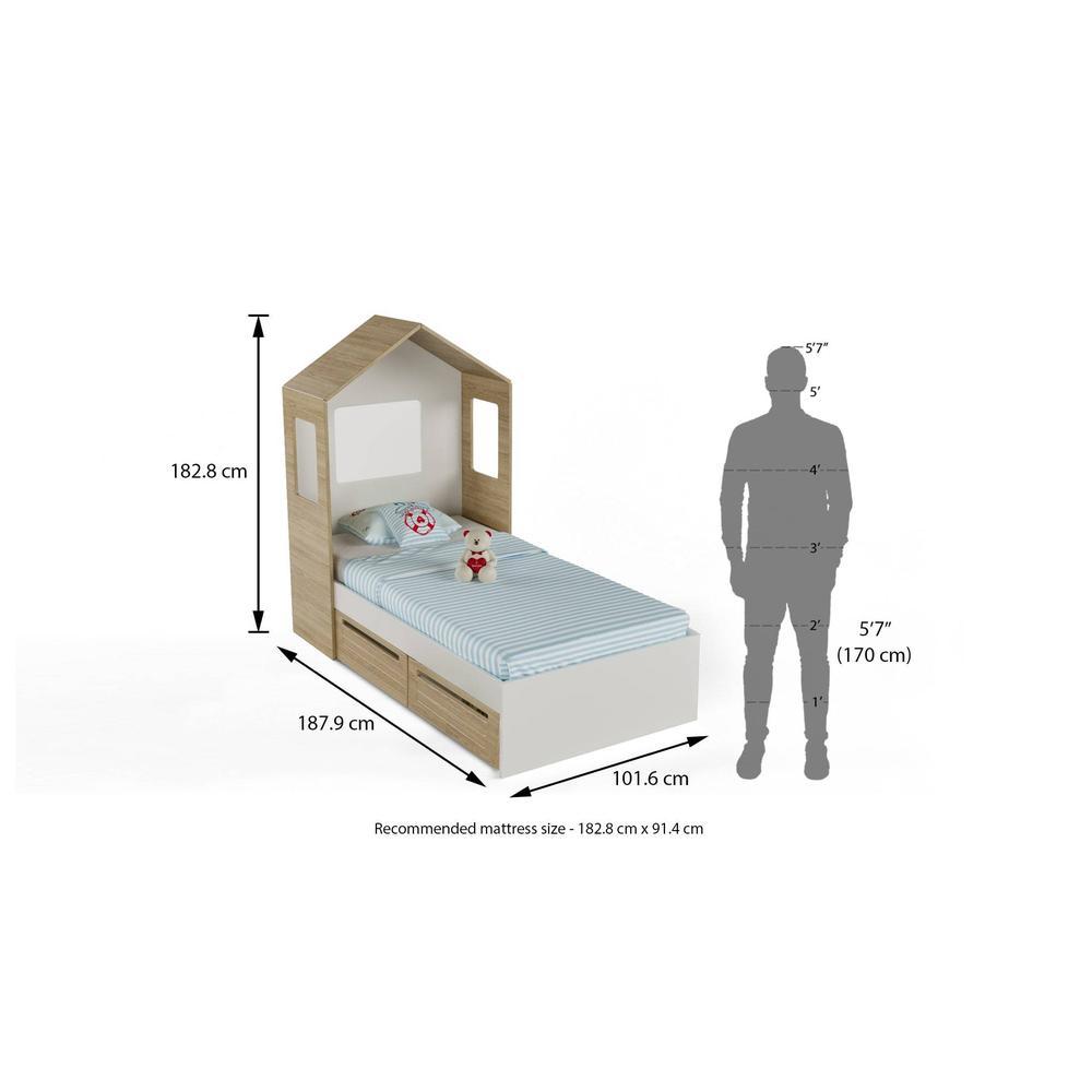 Pine Engineered Wood Box Storage Bed in Oak Colour