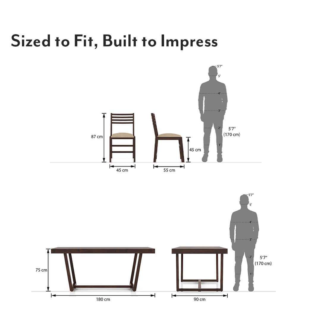 Caprica 6 Seater Dining Set (Colour- Sandshell Beige, Finish- Mango Walnut)