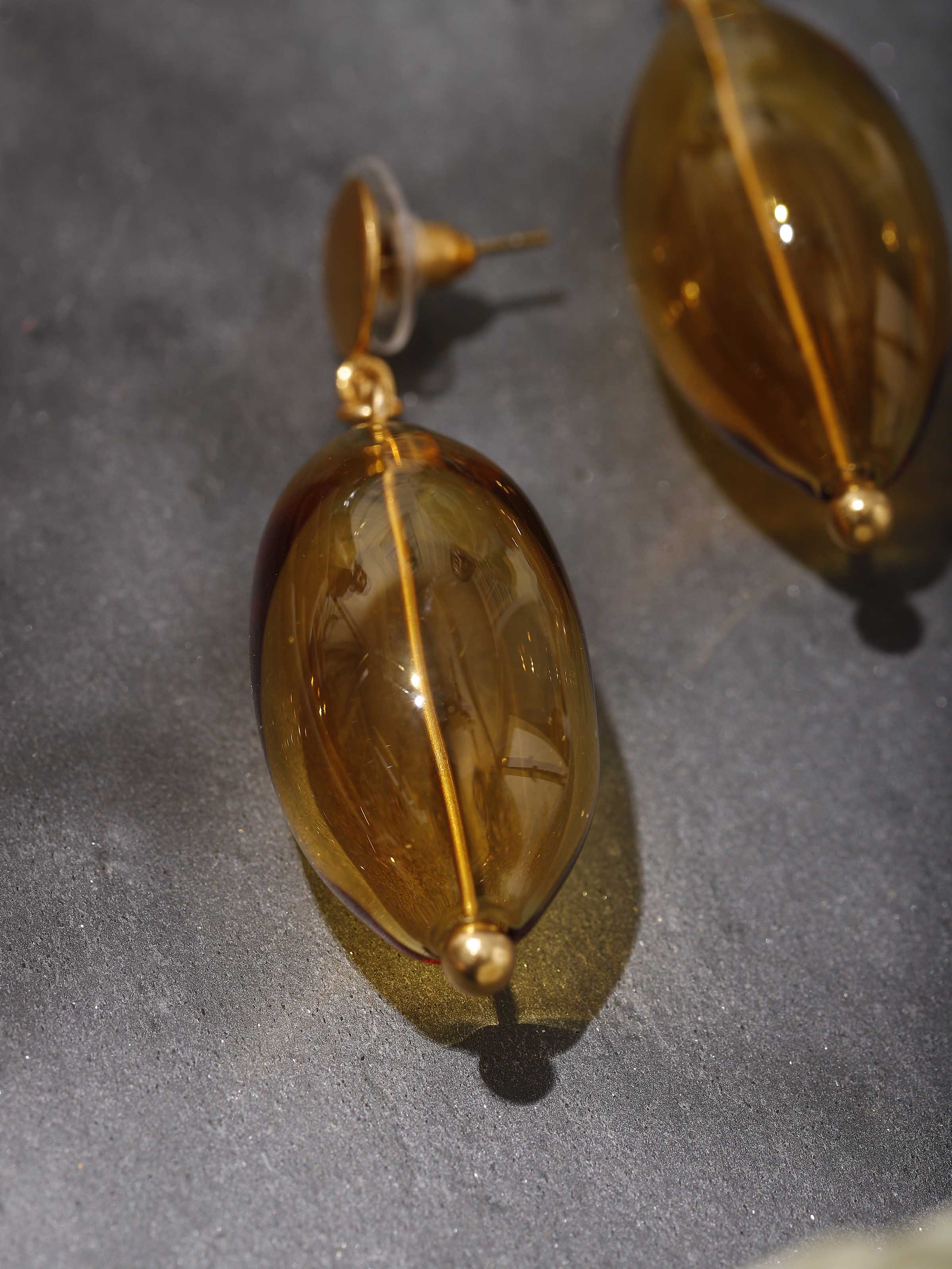 Silver Flame Glass Drop Earrings