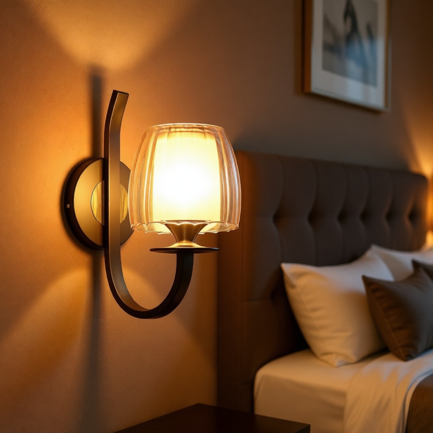 Eliante Modern Wall Lights Mild Steel & Glass Material Brown & Champaign Finish - Eliante