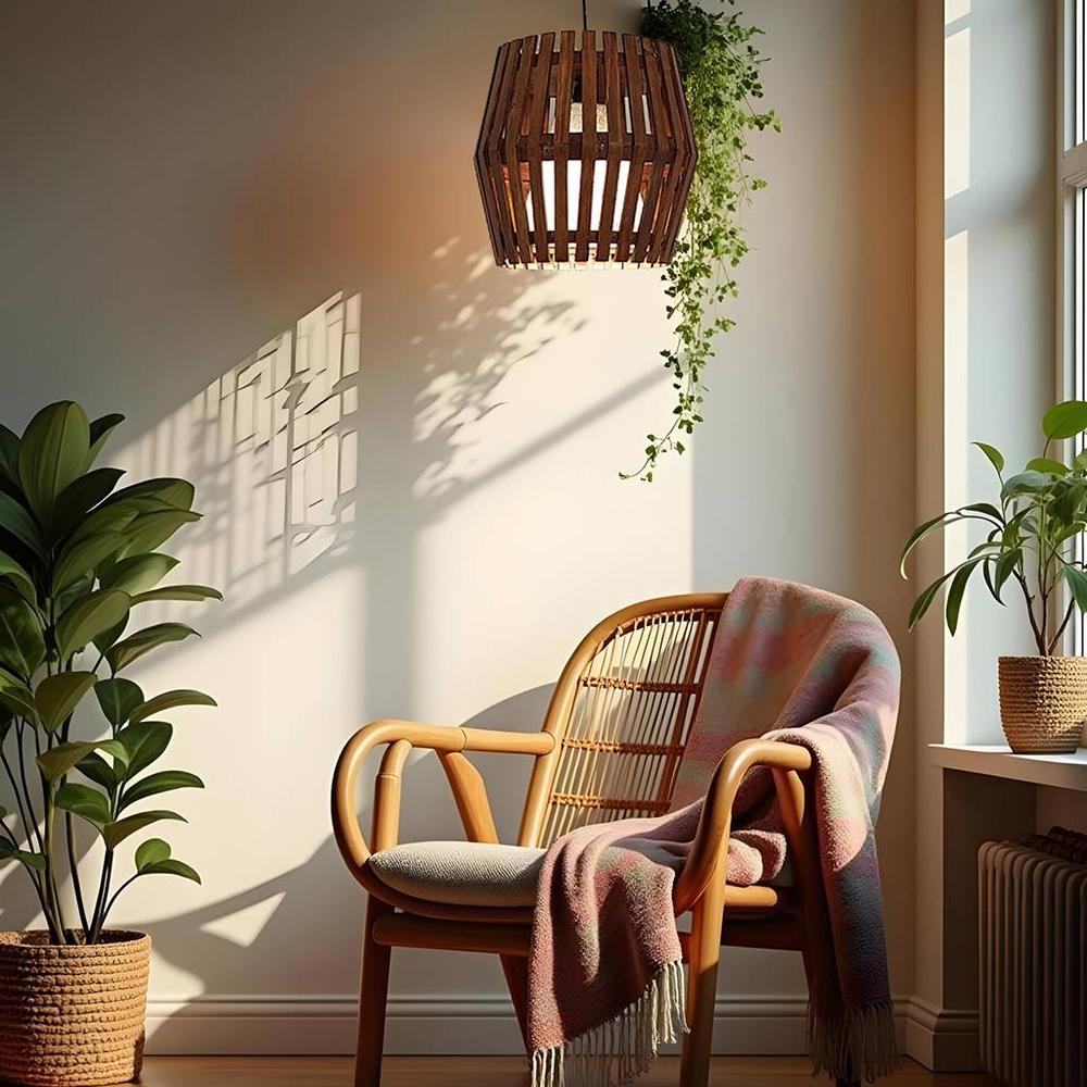 Bourbon Brown Solid Wood Single Hanging Light - Symplify