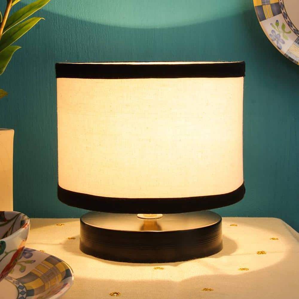 Emmit Multicolour Fabric Shade Table Lamp with Black Iron Base