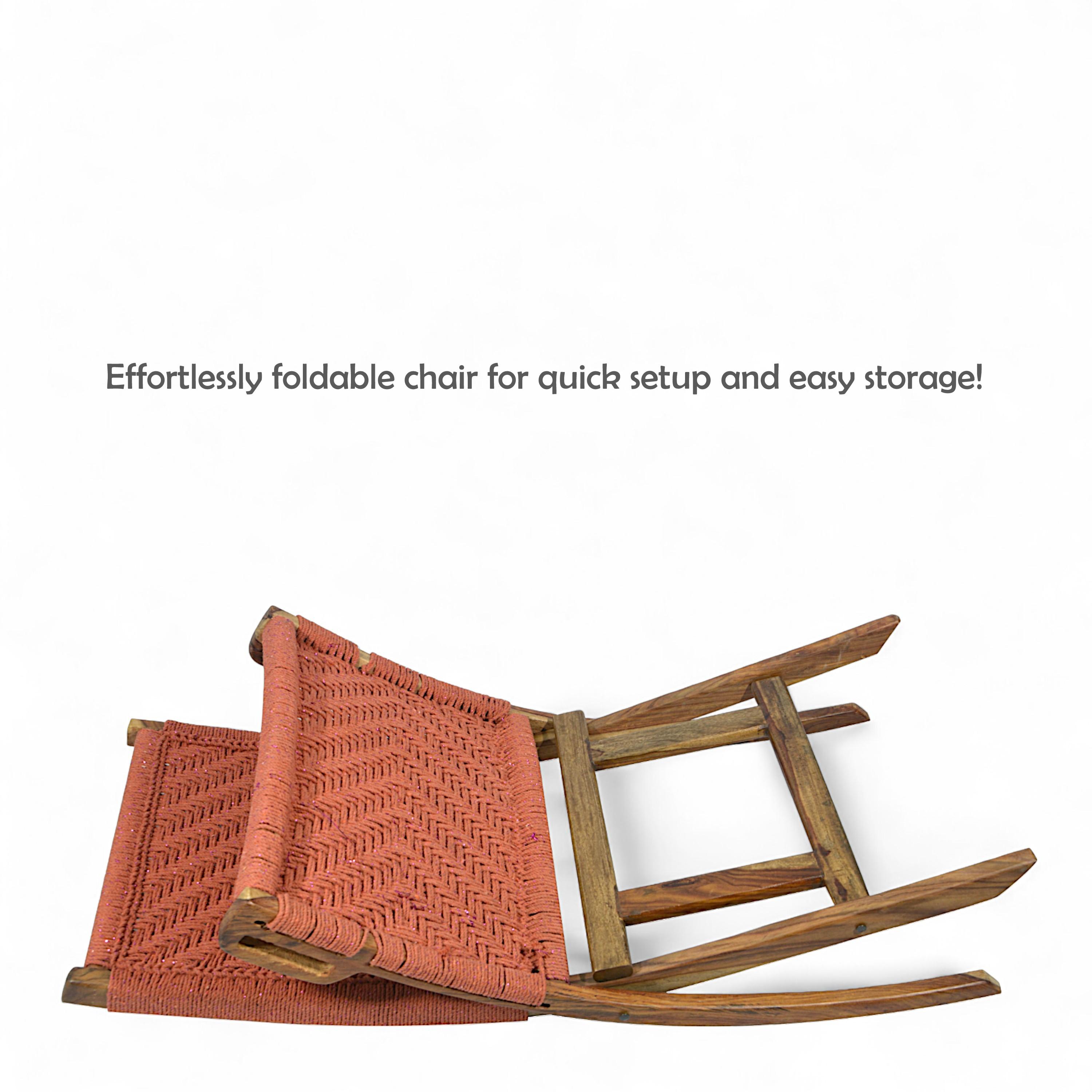 Natwest Sheesham Wood Relaxing Maachi Chair in Orange Canning