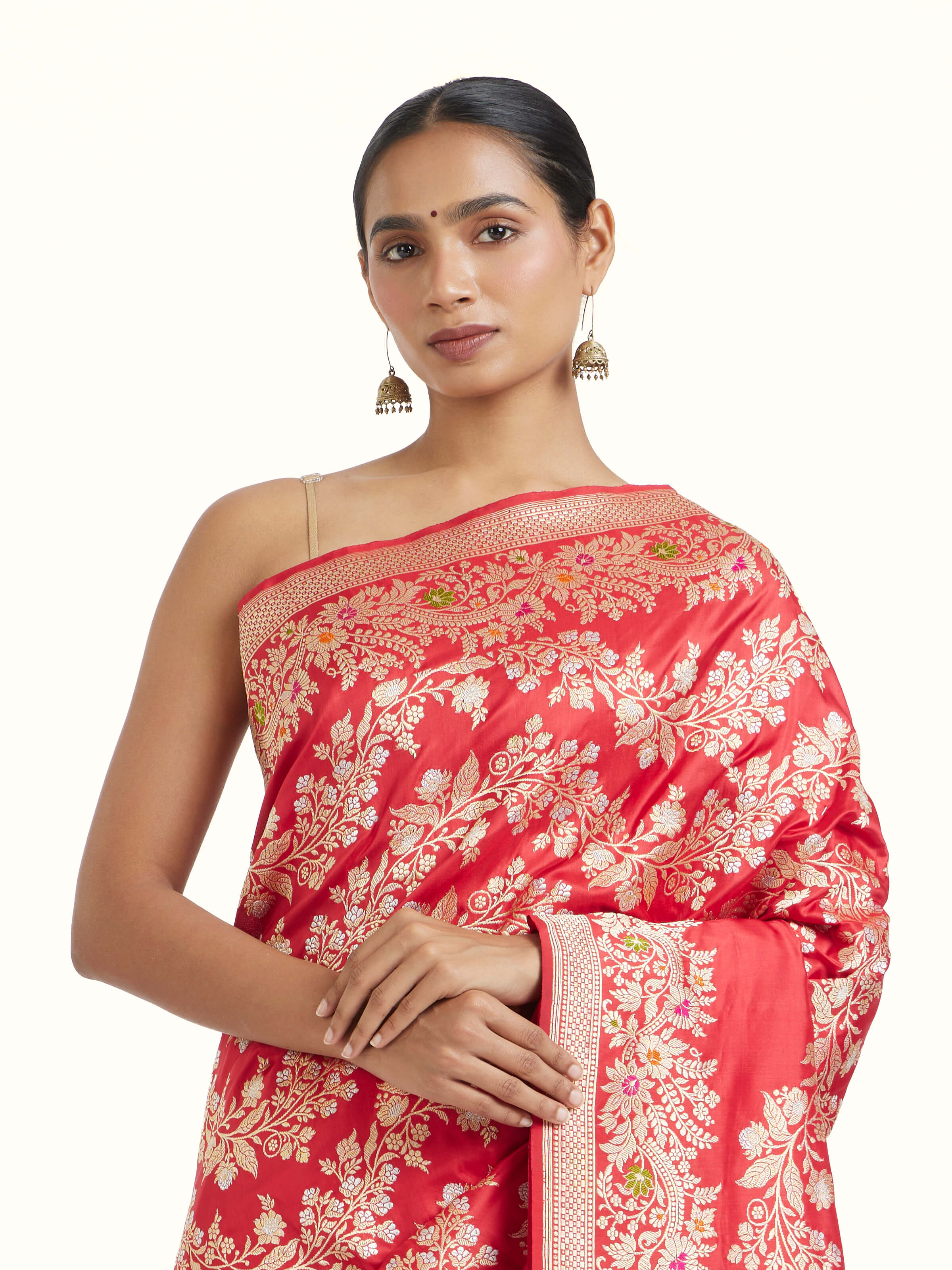 Red Banarasi Silk Kadwa Jaal Saree
