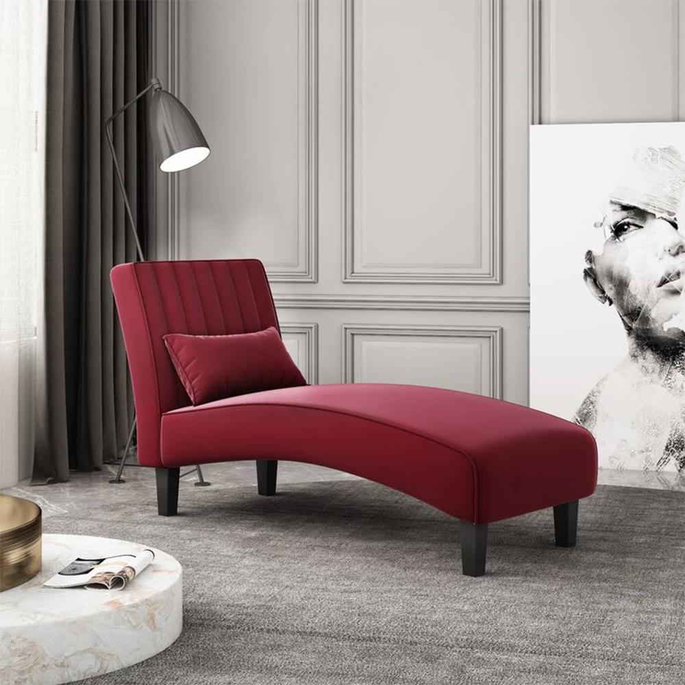 Fiest Velvet Chaise Launger in Maroon Colour