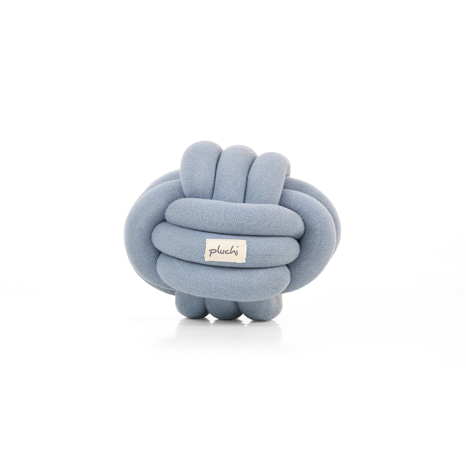Knotty Combed Cotton Knitted Decorative Misty Blue Knot Pillow 7 x 7 Inches - Pluchi