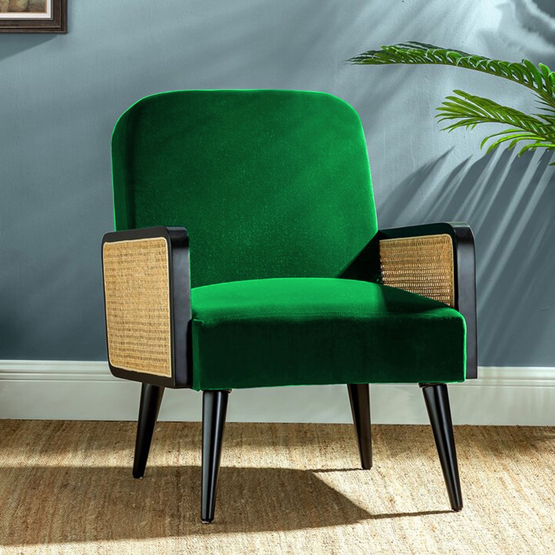 Haden Solid Wood Accent Chair in Green Colour - Home Lifestylez