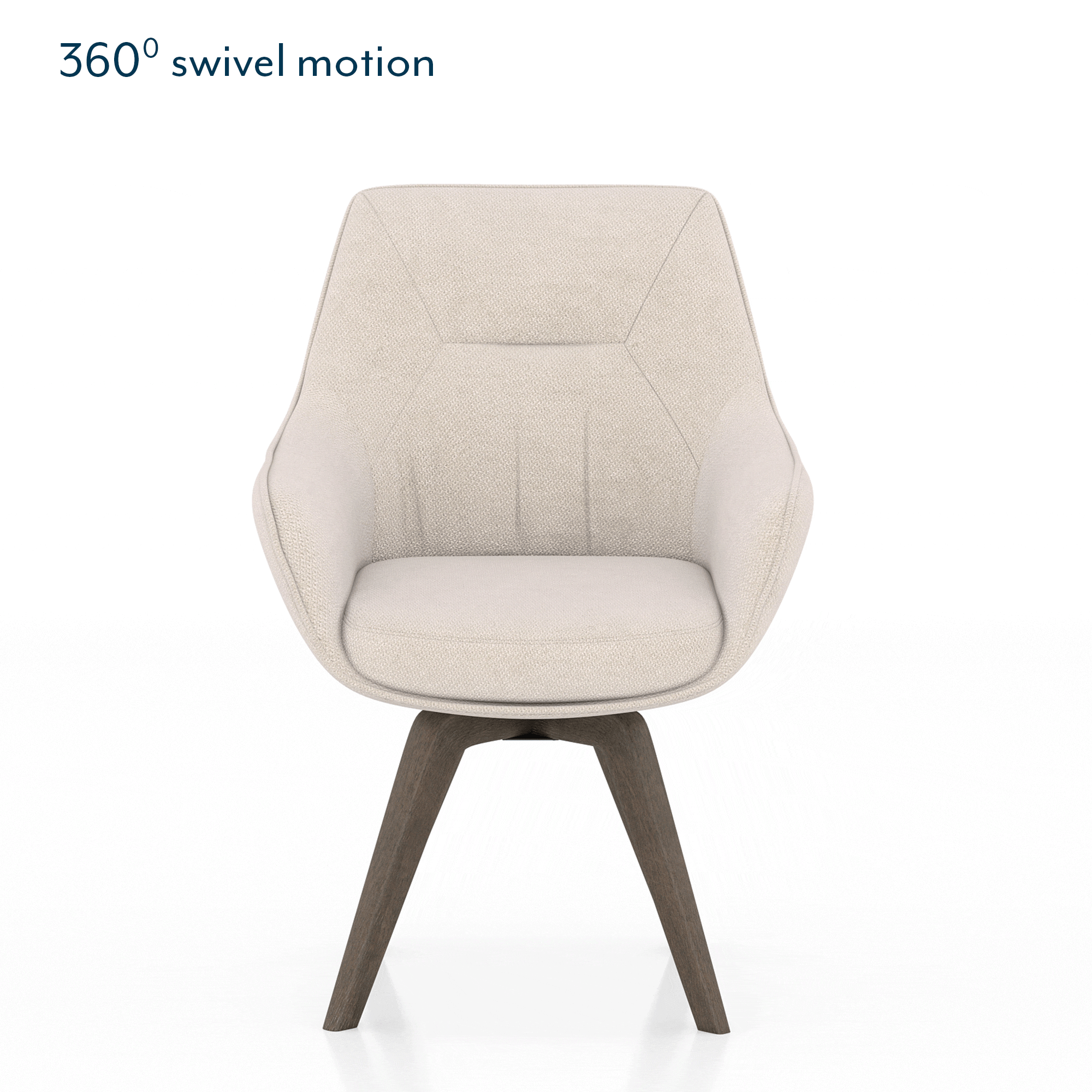 Wella Swivel Solid Wood Dining Chair Set of 2 in Beige Fabric