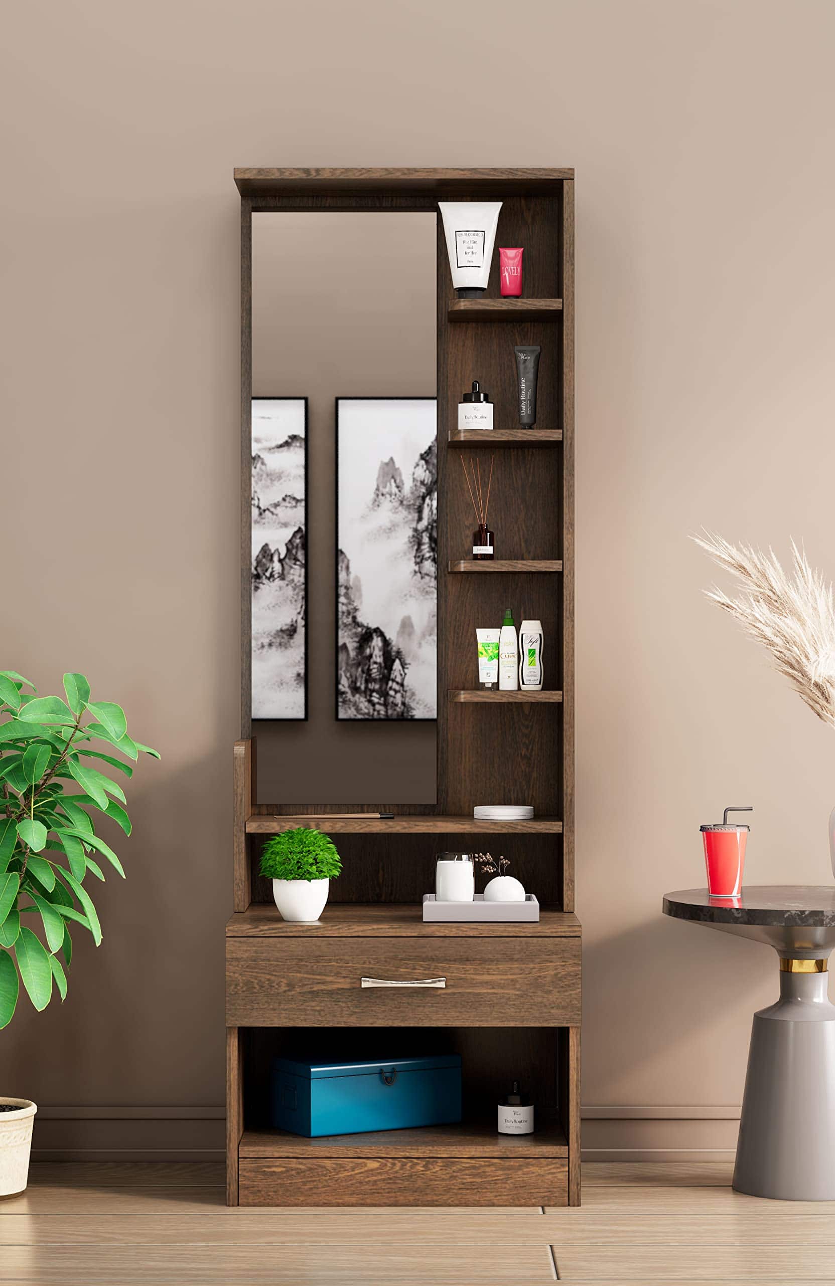 Hexa Red Wooden Dressing Table in Flower Wenge Colour - HexaRed
