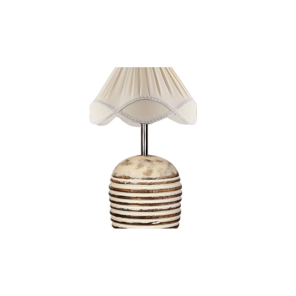 Vintage cotton off-white with White Brushed Wood Table Lamp
