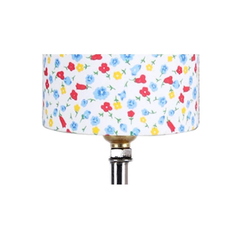 Valerie Wood Table lamp with Multicolor cotton Shade