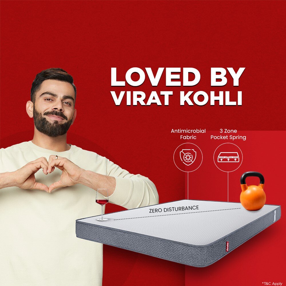 LiveIn Bounce - 3 Zone Pocket Spring with HR Foam Mattress for Zero Motion Transfer (75 x 70 in, 6 Inches)