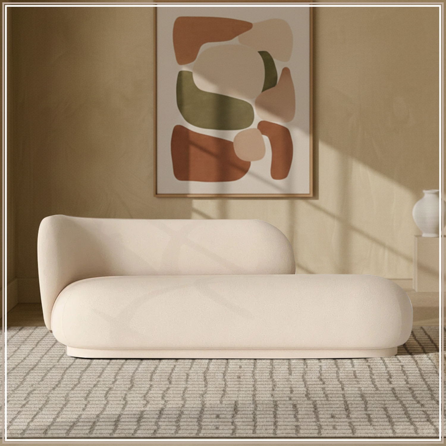 Eliteelegance Wood 2 Seater With Upholstery Non Storage Sofas In White Colour