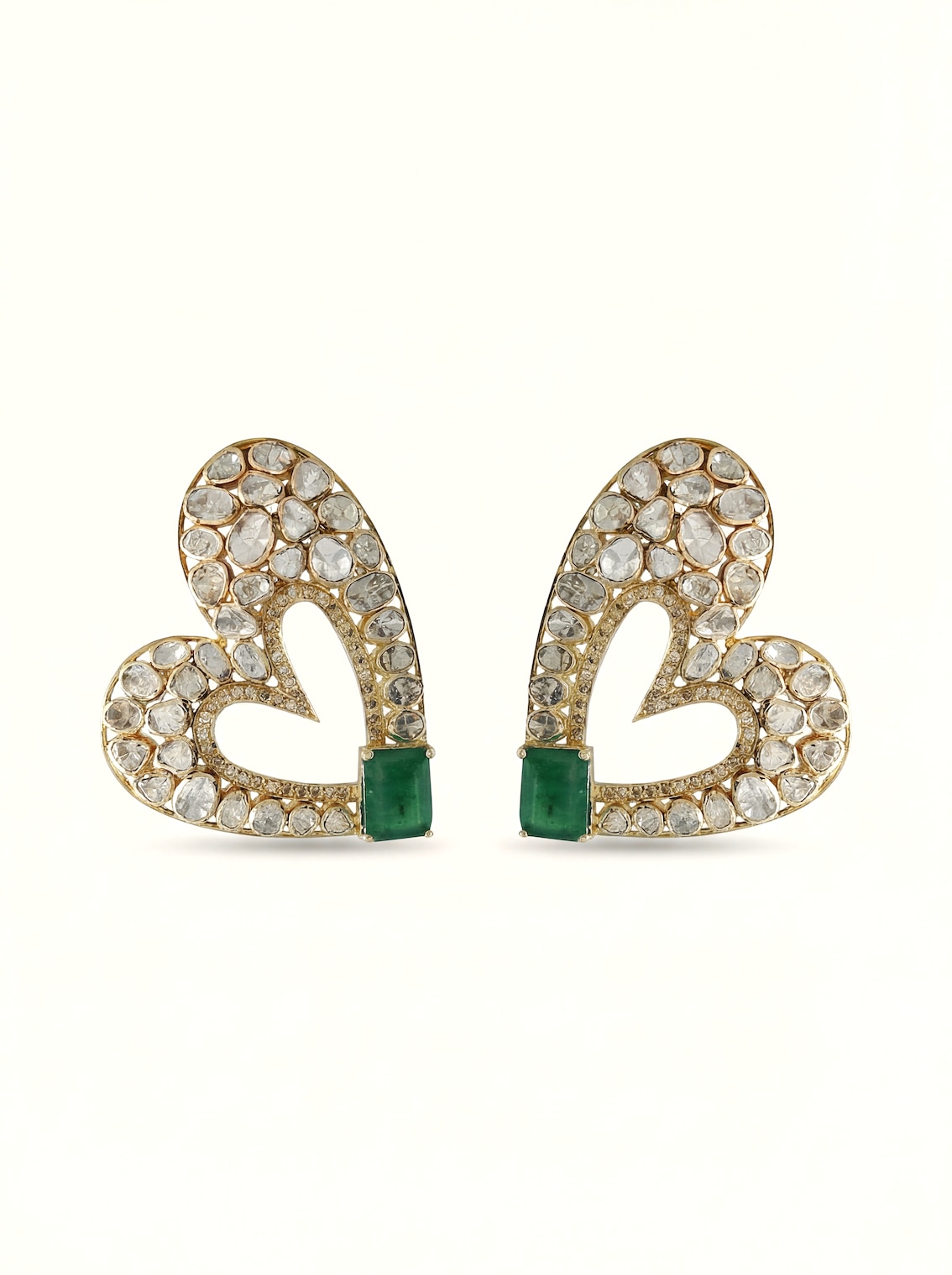 Dank Polki 14 Karat Gold Studs