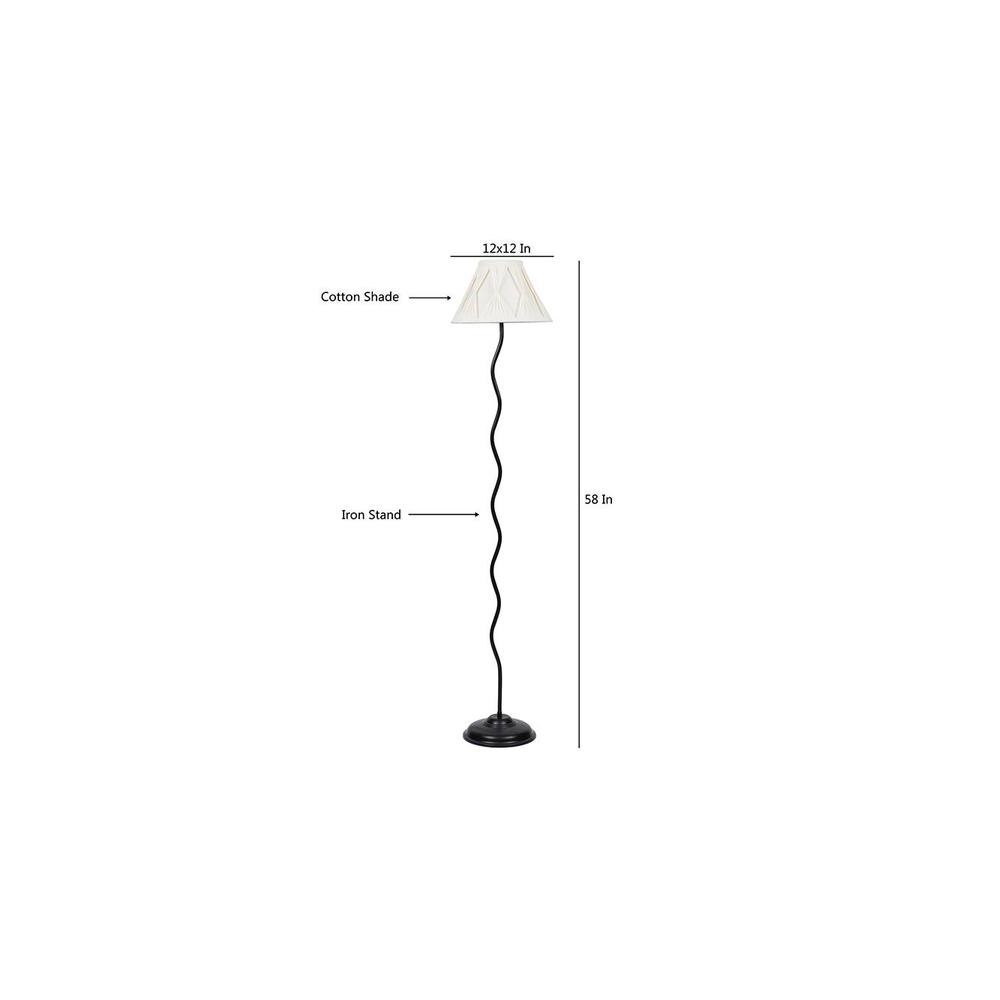 Adrian Black Cotton Shade Floor Lamp