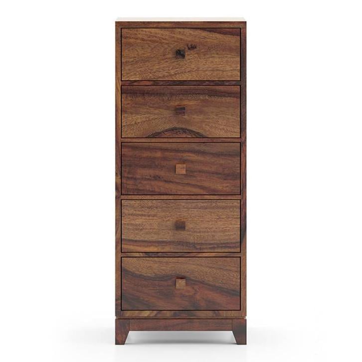 Magellan Solid Wood Chest of 5 Drawers in Teak Finish