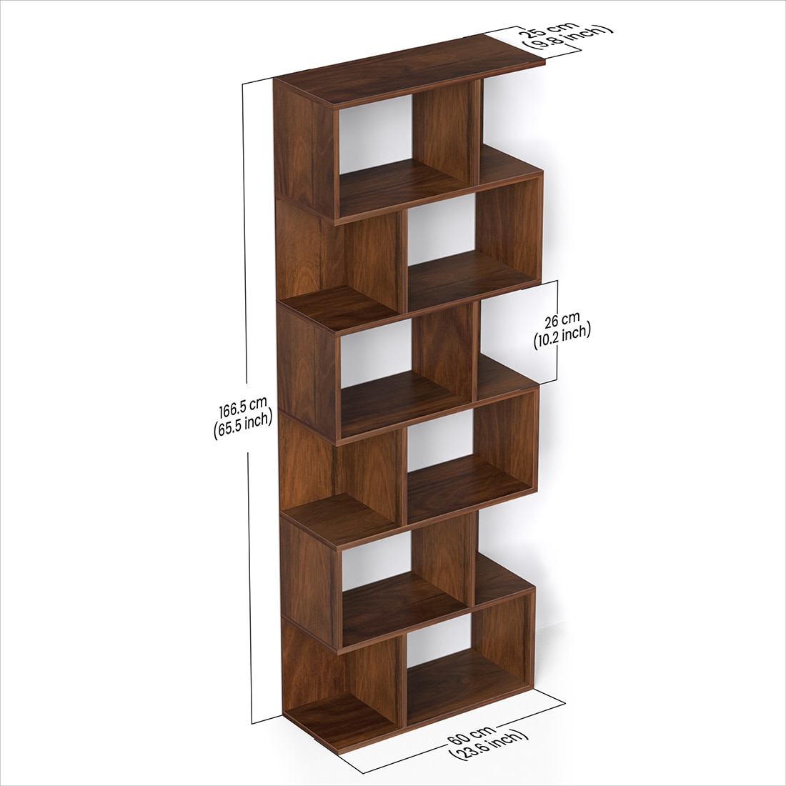 Crosbon Engineered Wood Bookshelf in Brown Maple