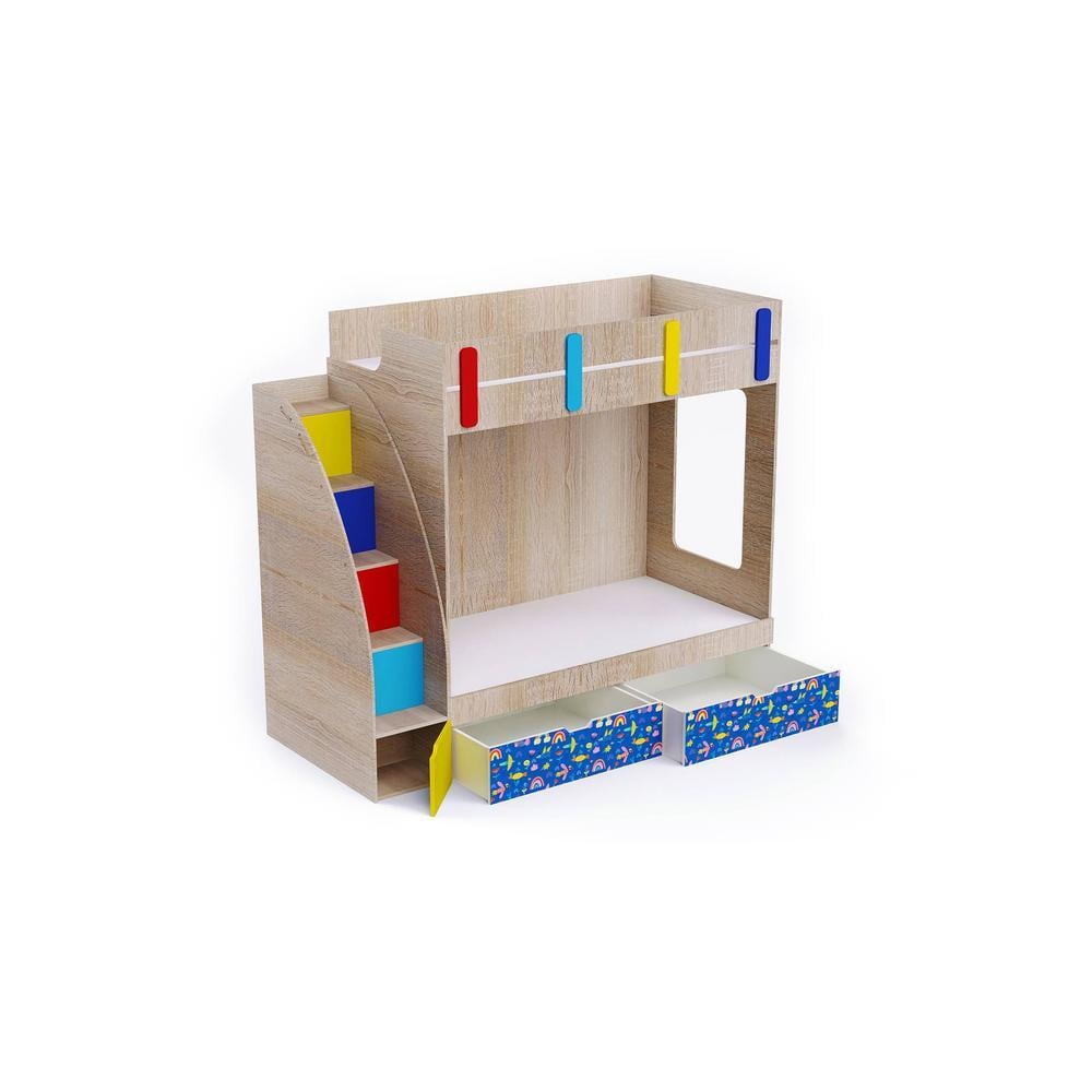 Pinwheels Bunk Bed with Storage in Oak Colour BKBB045