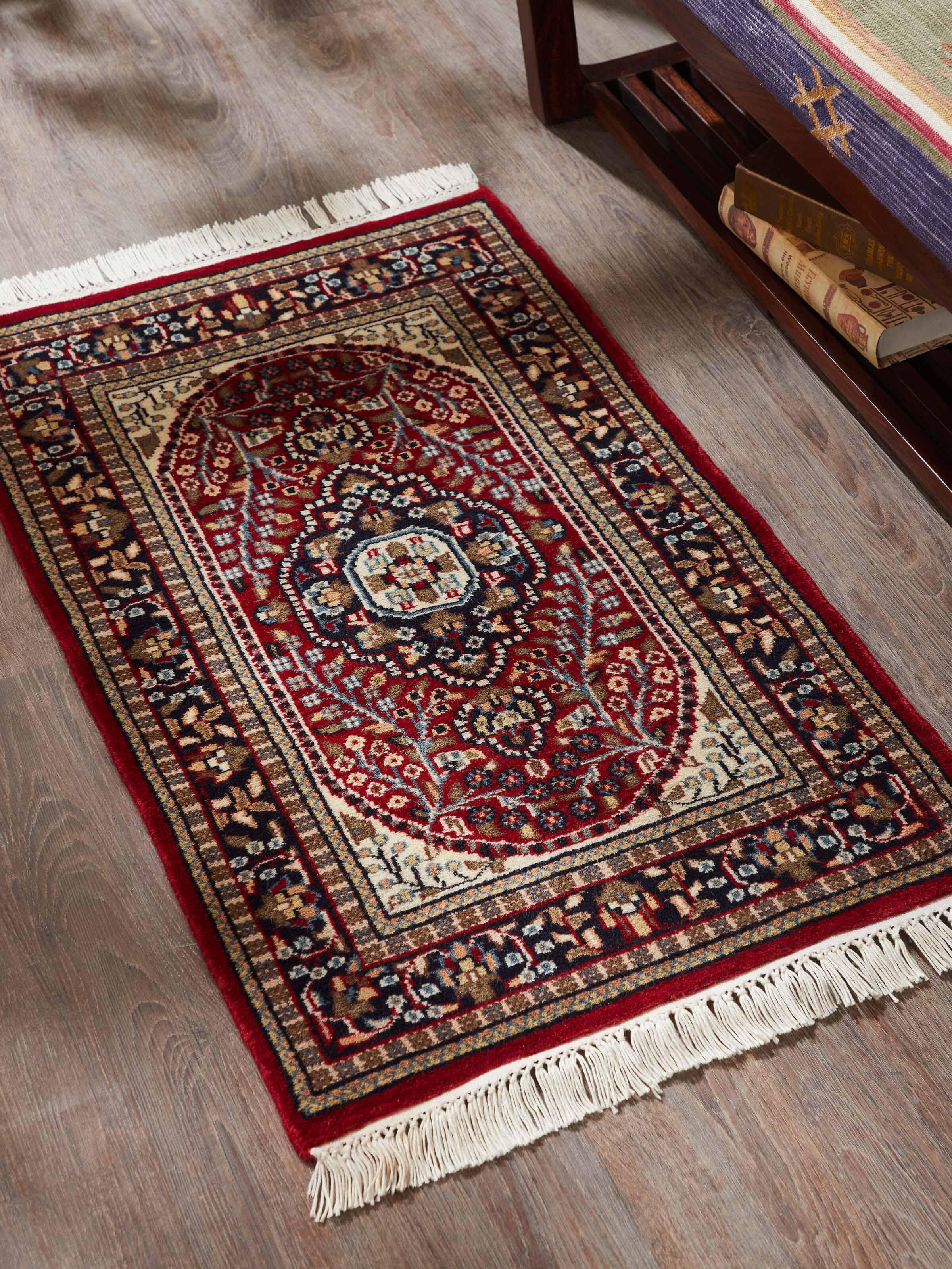Traditional Persian Red Tabriz Gwalior Wool Hand-Knotted Carpet