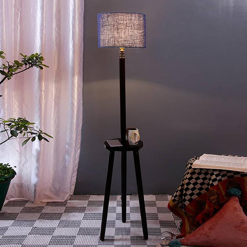 Gates Blue Cotton Shade Floor Lamp - Devansh