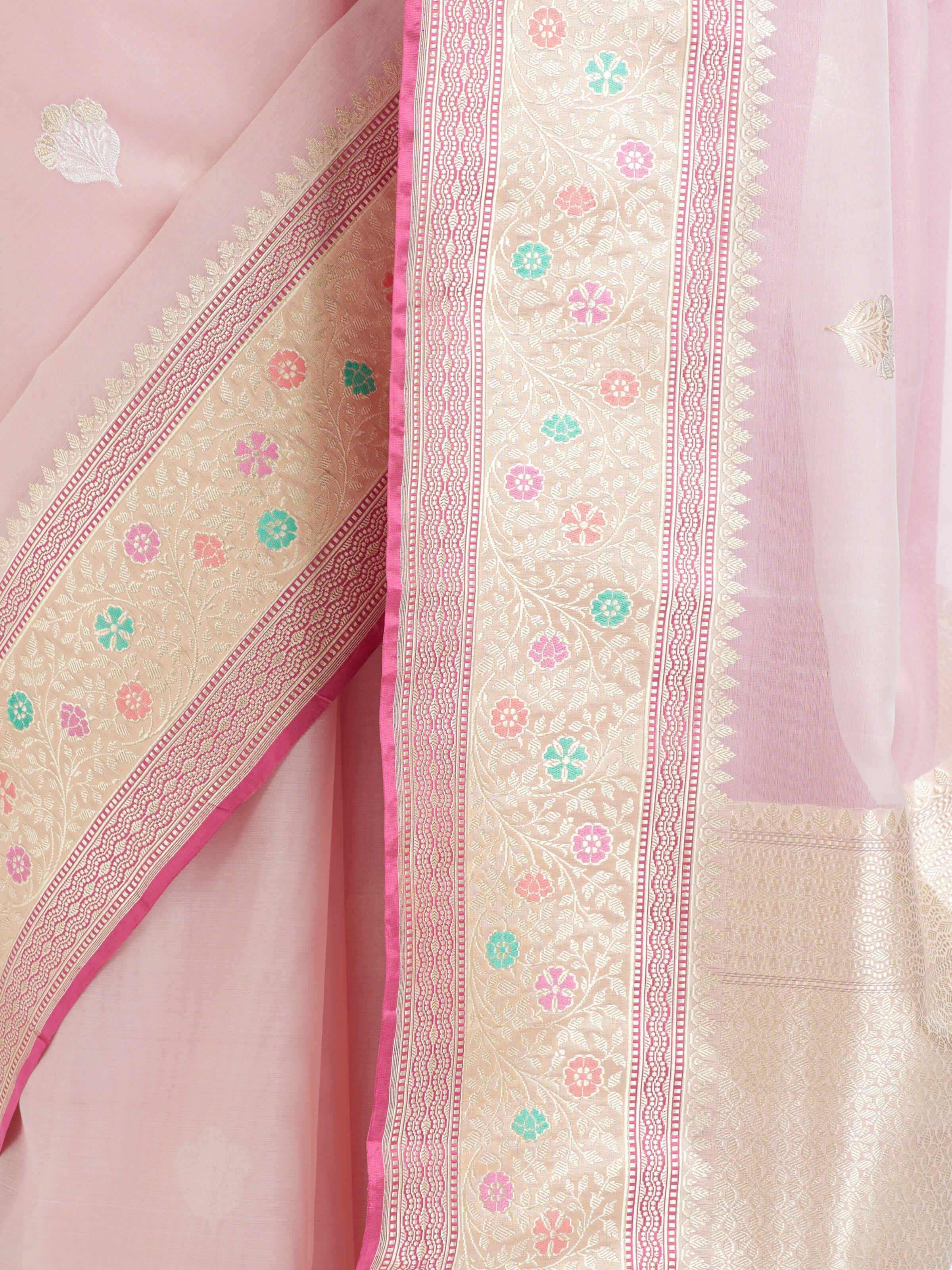 Pink Banarasi Kadhwa Silk Saree