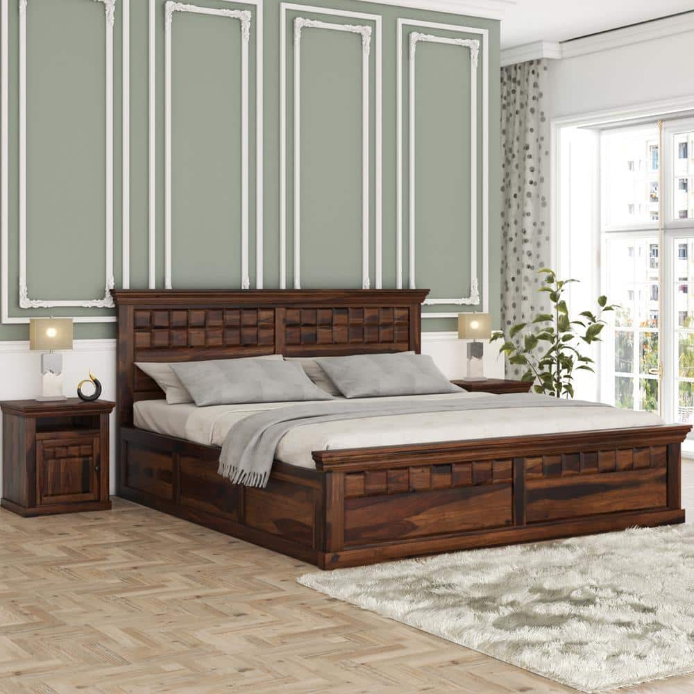 PRASHIV Sheesham Wood King Size Bed Box Storage Storage Provincial Teak Finish (72 x 78 inches)