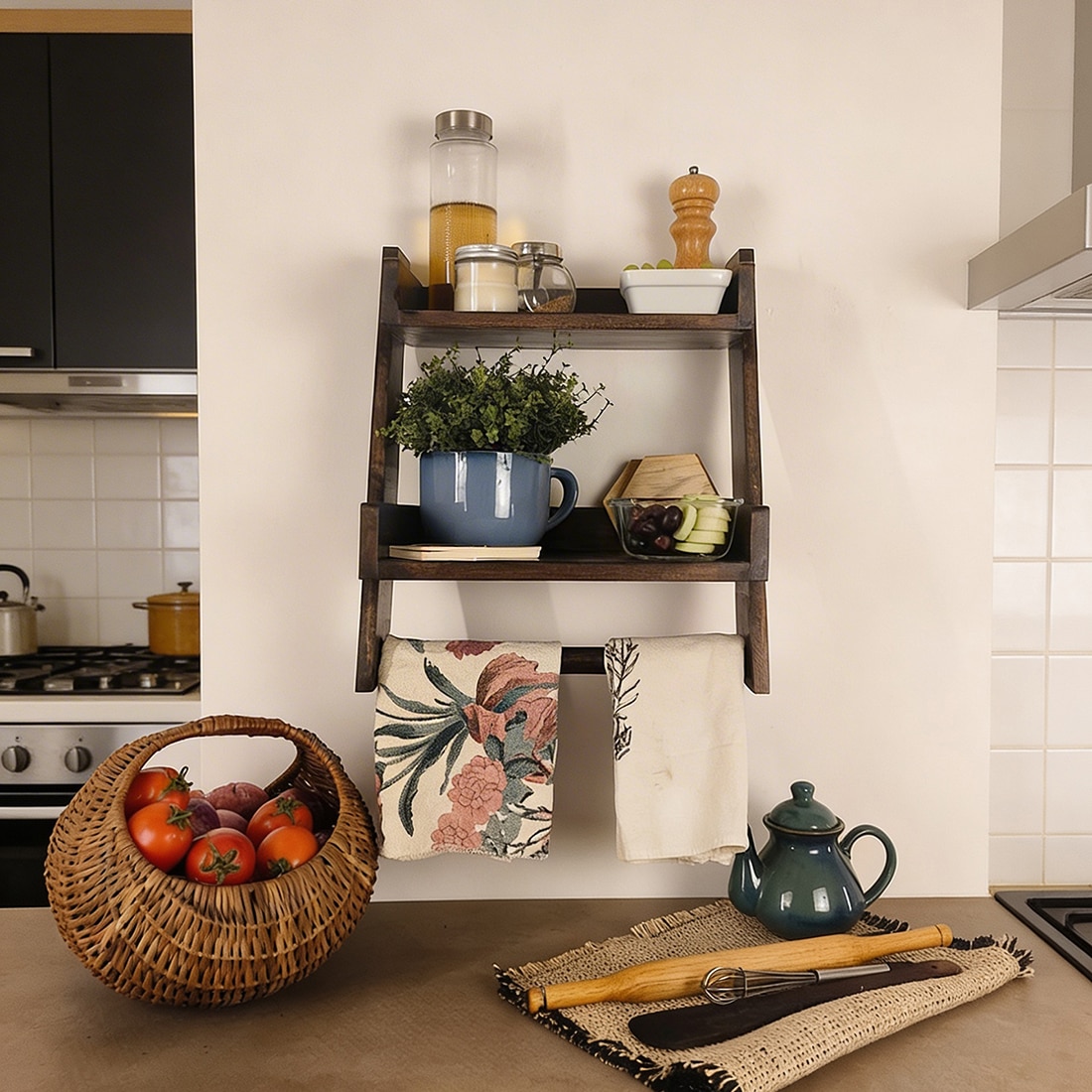 Calista Wooden Shelf Ladder