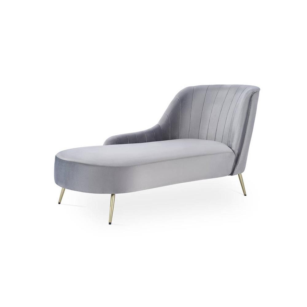 Henz Velvet Chaise Launger in Grey Colour