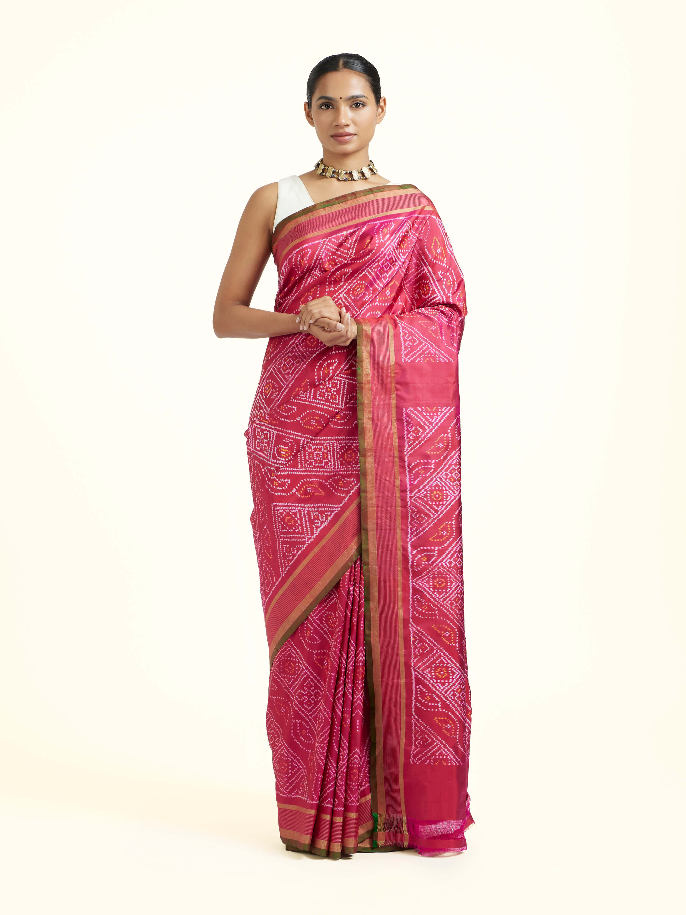 Red Silk Pochampally Single Ikat Saree