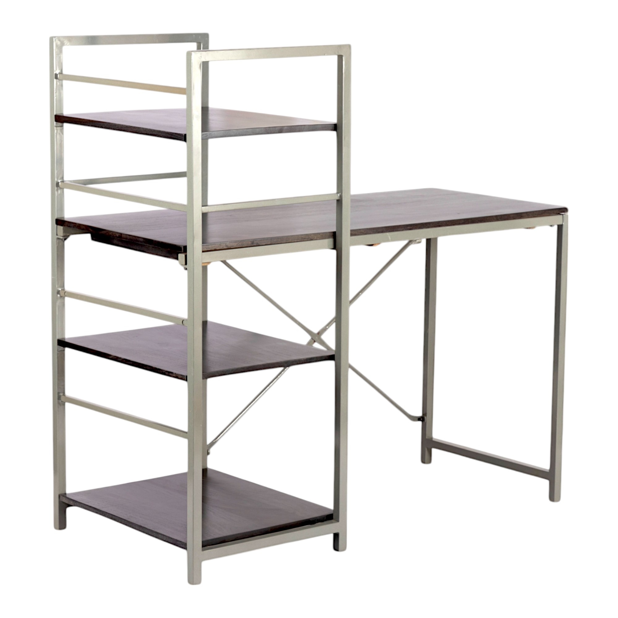 Kerdley Sheesham Wood with Metal Frame Study Computer Table In Dark Mahagony Finish