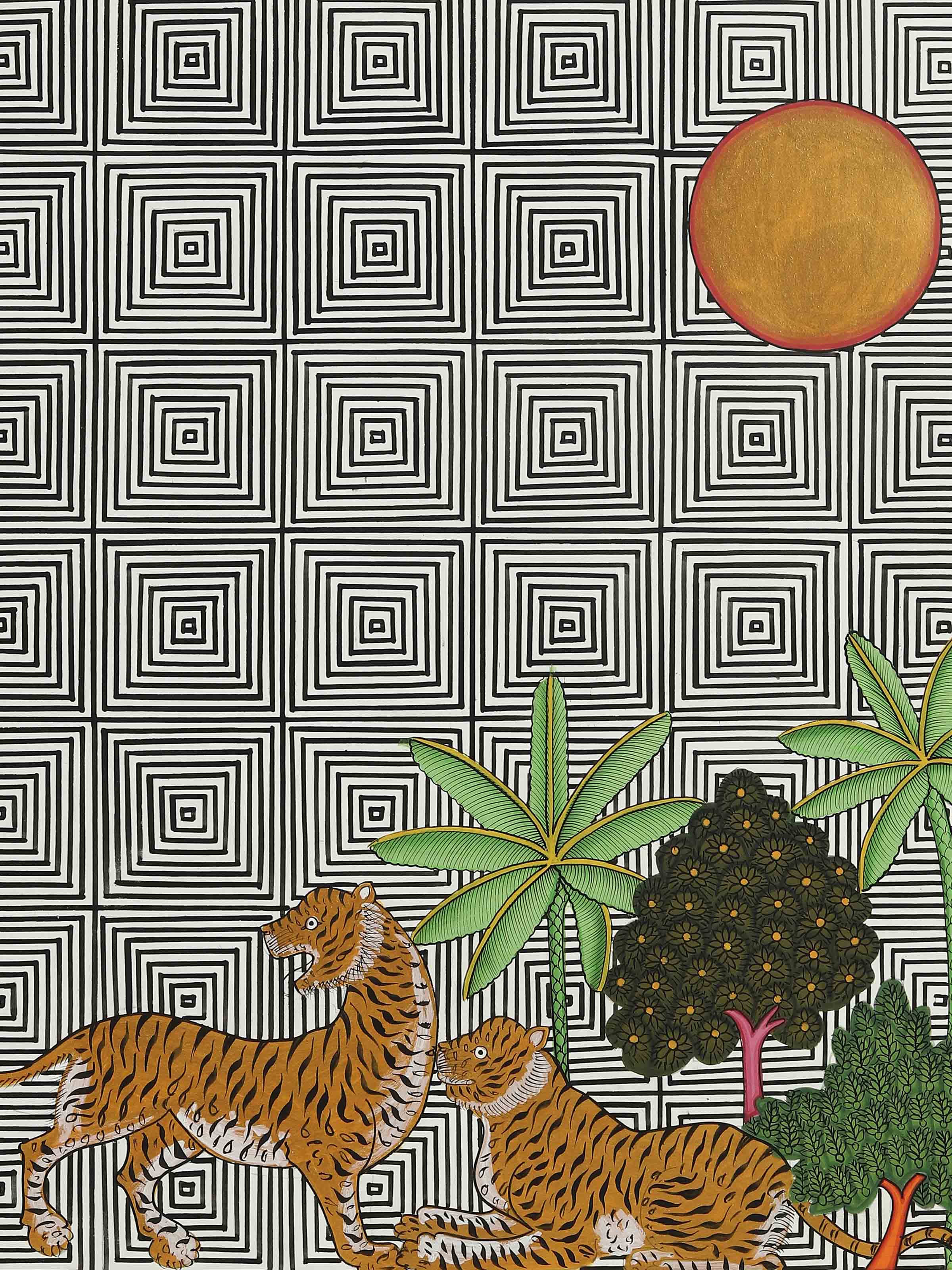 Tiger Forest Geometric Pichwai Painting