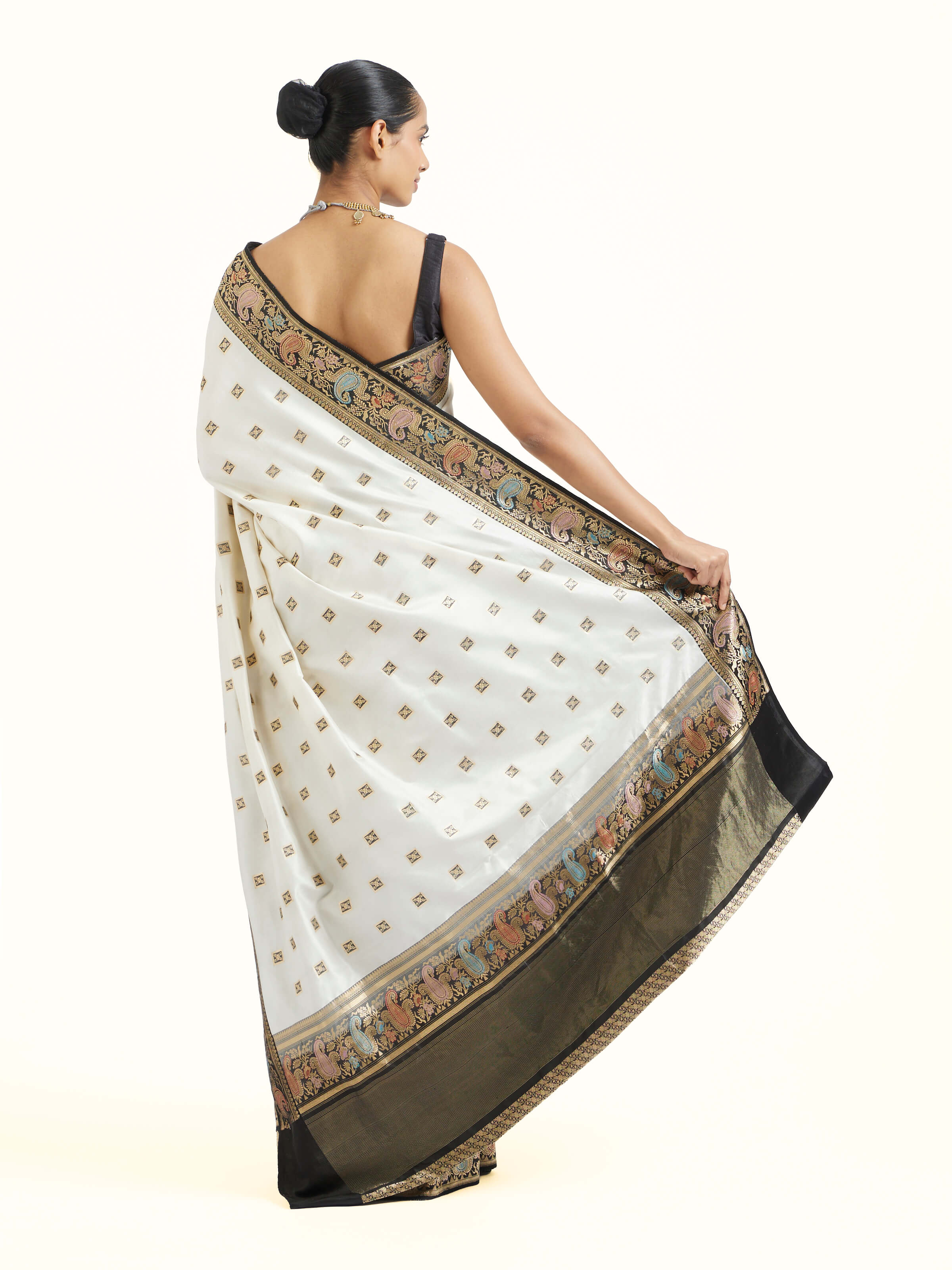 Off-white Banarasi Kadhwa Silk Saree