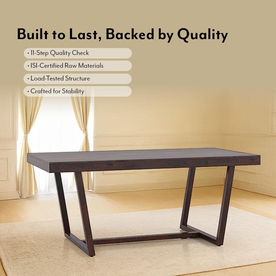 Caprica 6 Seater Dining Table In Mango Walnut Finish