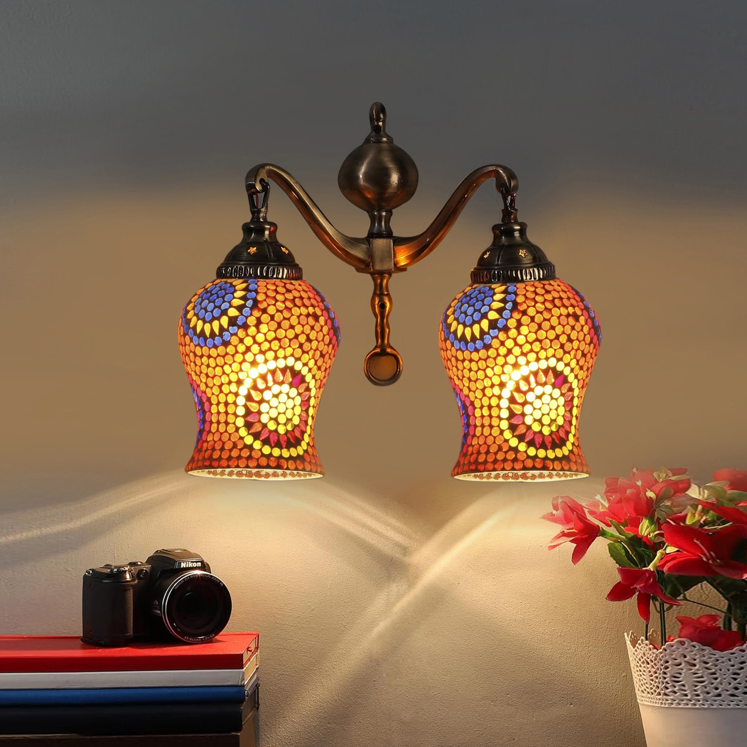 Devansh Metal Electric Wall Light in Multi Colour with Multi Shade Count of 2 Lights - Devansh