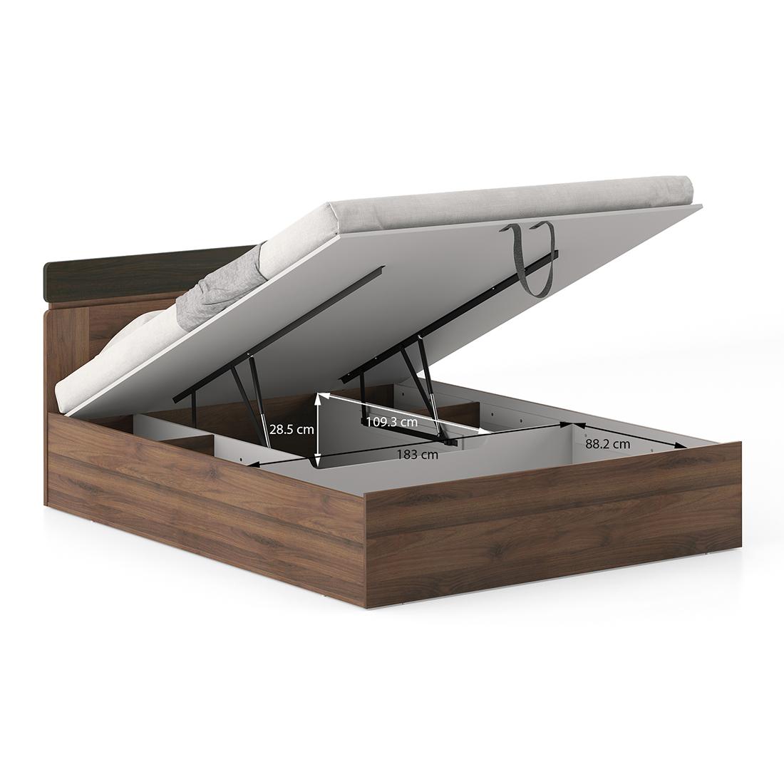 Aruba Engineered Wood King Size Hydraulic Storage Bed In Classic Walnut Finish