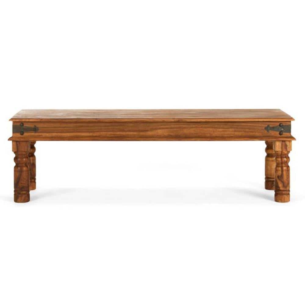 Carroll  Sheesham Wood Bench In Honey Oak Finish