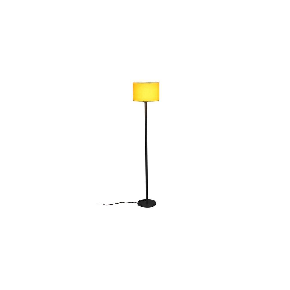 Krew Yellow Fabric Shade Floor Lamp with Black Iron Base