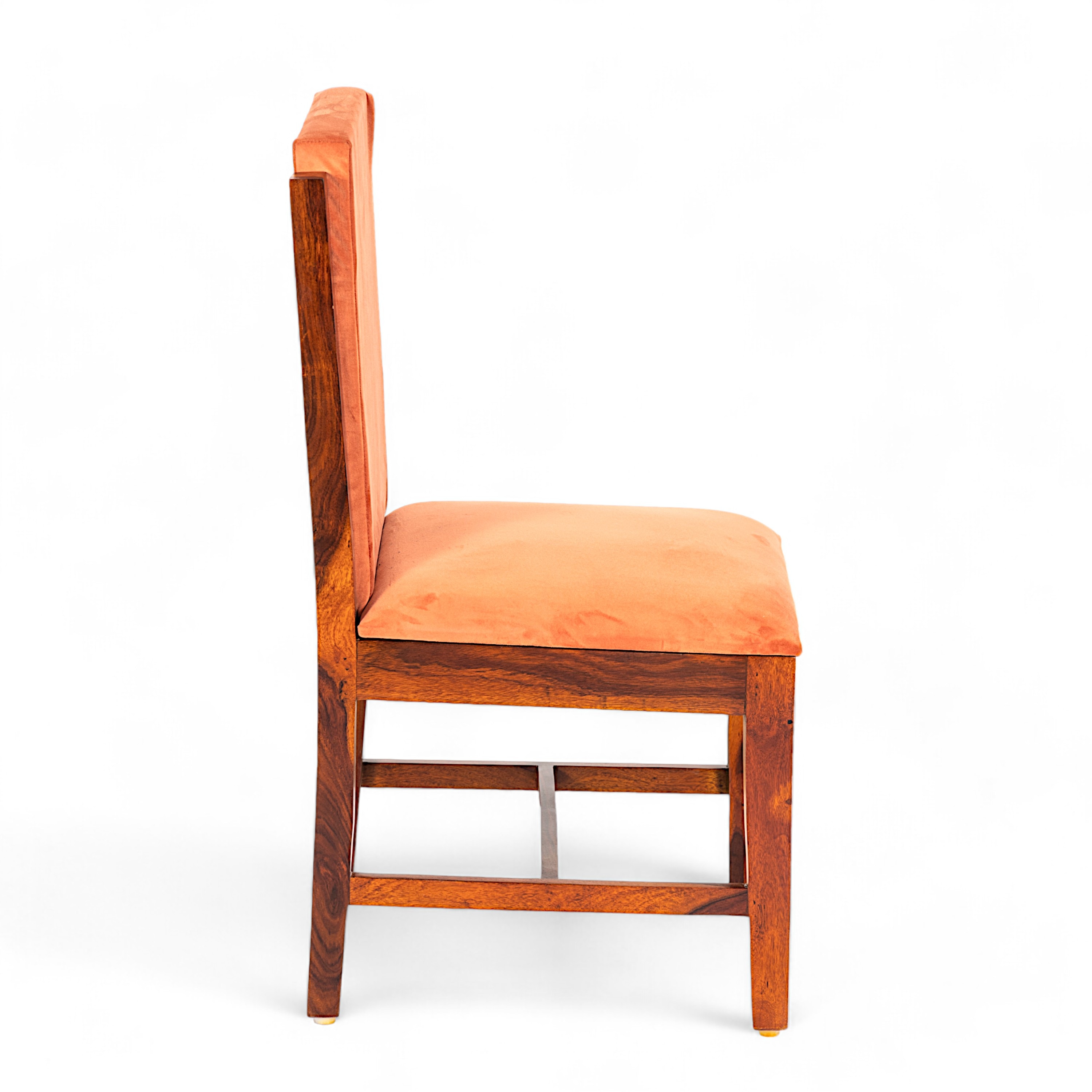 Rosslyn wood Dining Chair in Pumpkin Orange Velvet Upholstery with PINE FINISH