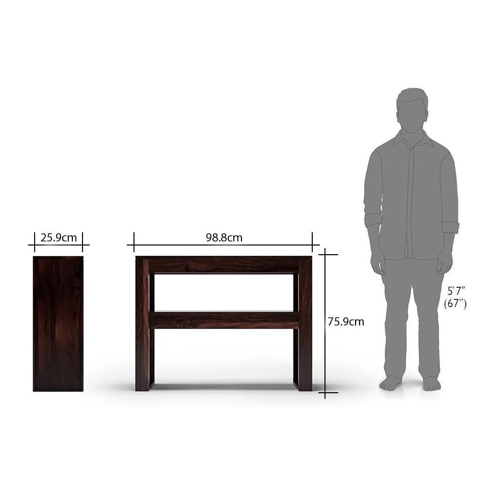 Epsilon Solid Wood Console Table in Mahogany Finish