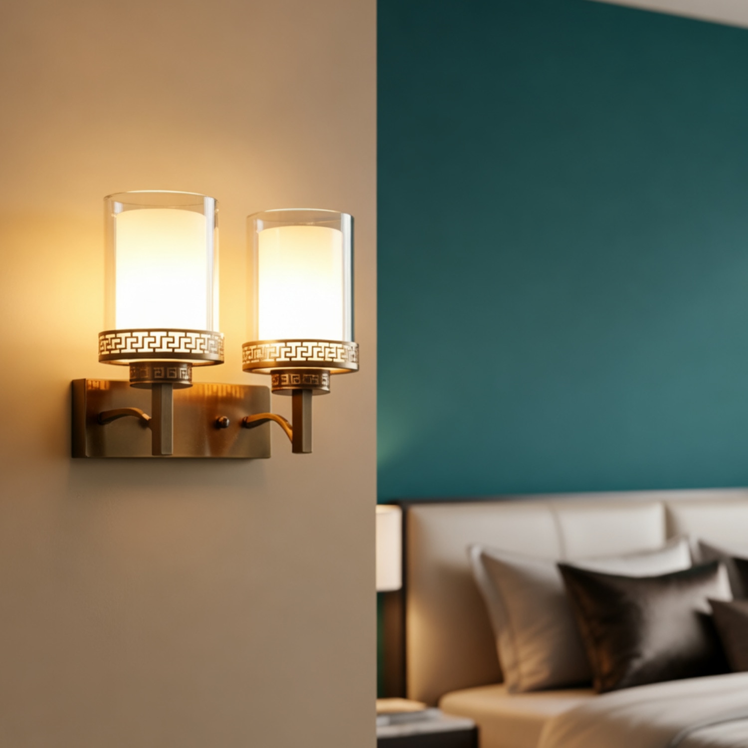 Eliante Modern Wall Lights Mild Steel & Glass Material Antique Gold & Champaign Finish - Eliante