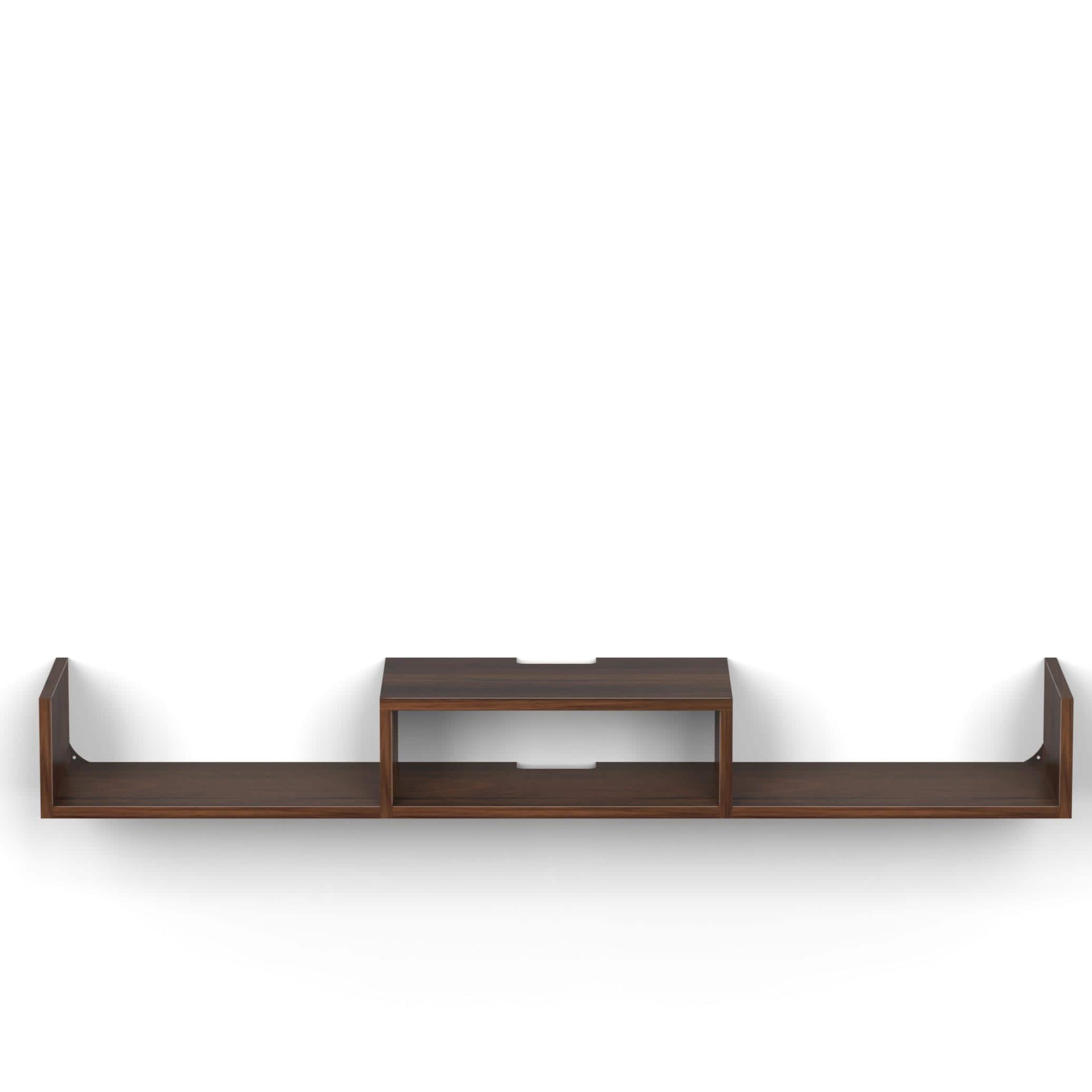 Aero Engineering Wood Wall Mount Tv Entertainment Unit In Brown Maple Finish