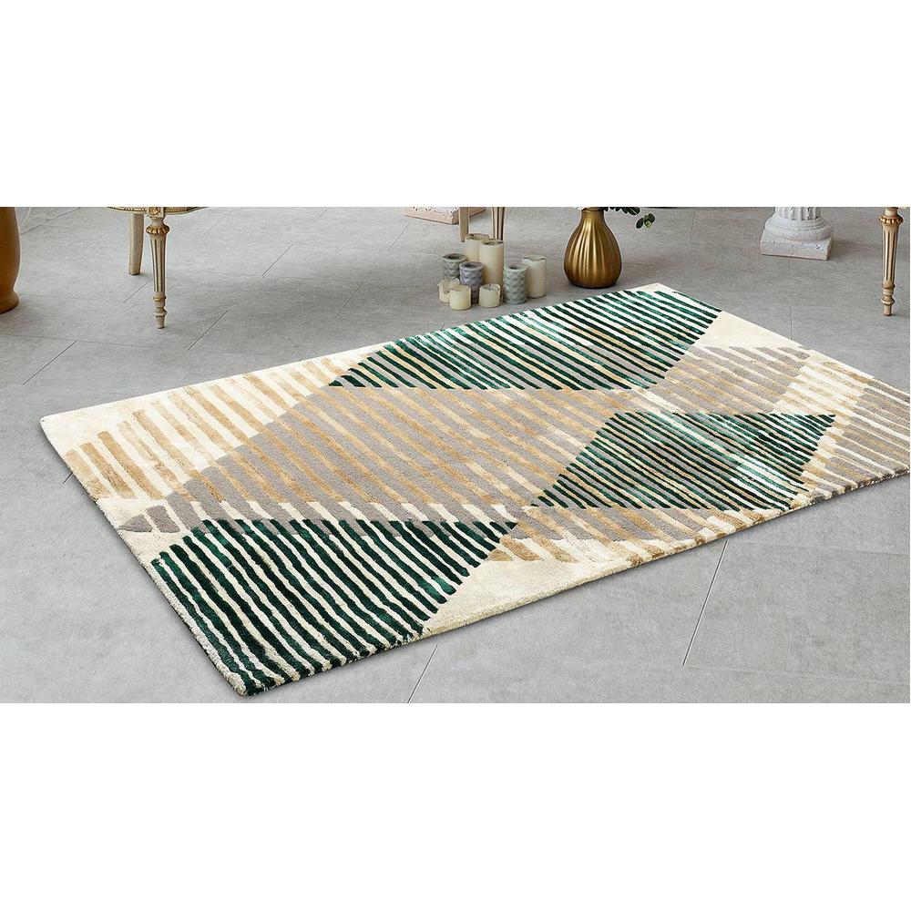 Haisley Green Abstract Natural Fiber 20x15 inches Carpet