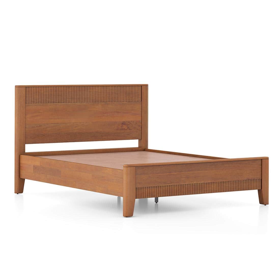 Toledo Solid Wood King Size Non Storage Bed In Amber Walnut Finish