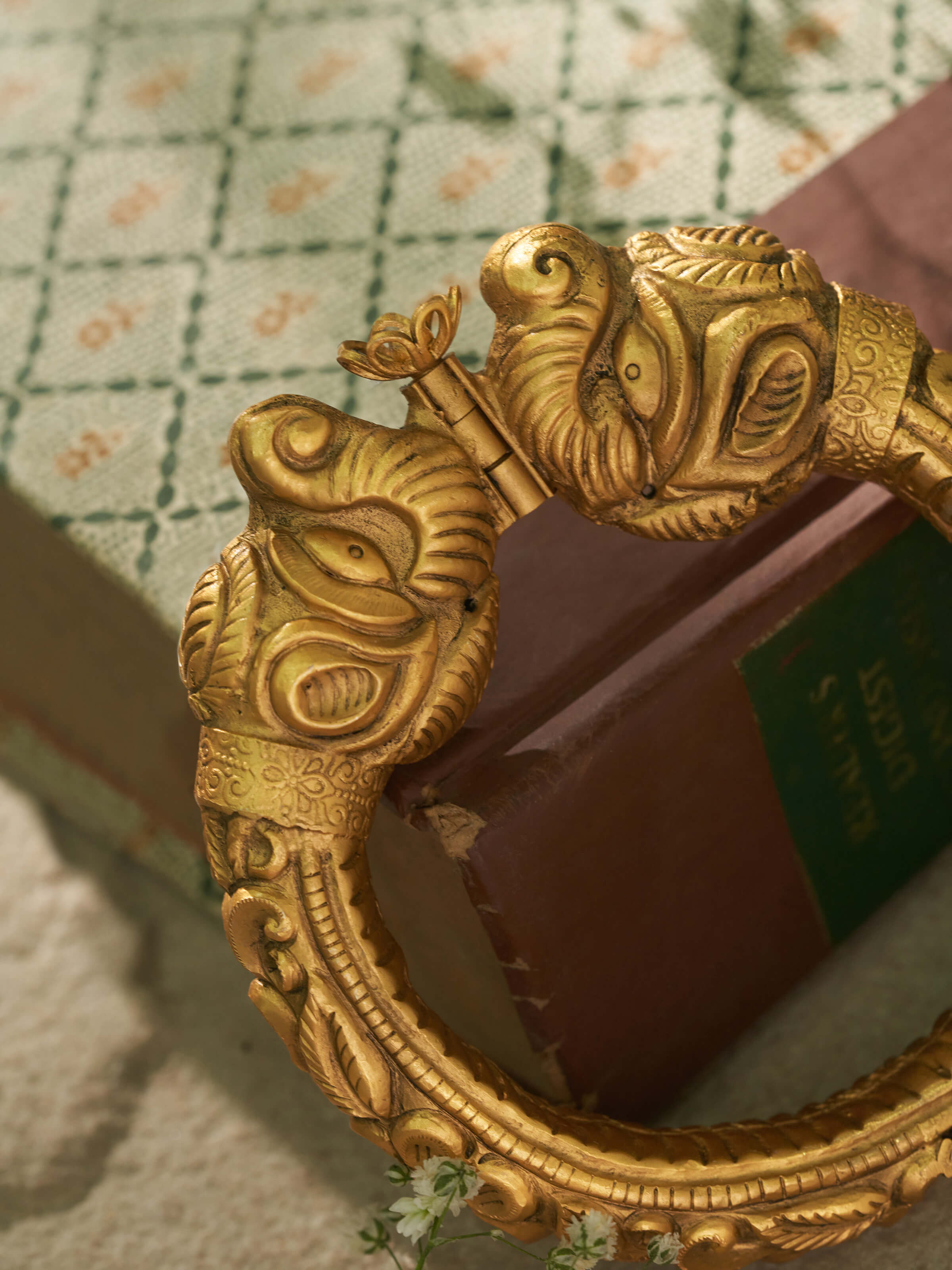 Angled view of Silversmithing Kada showcasing the elegant silver craftsmanship and overall design.