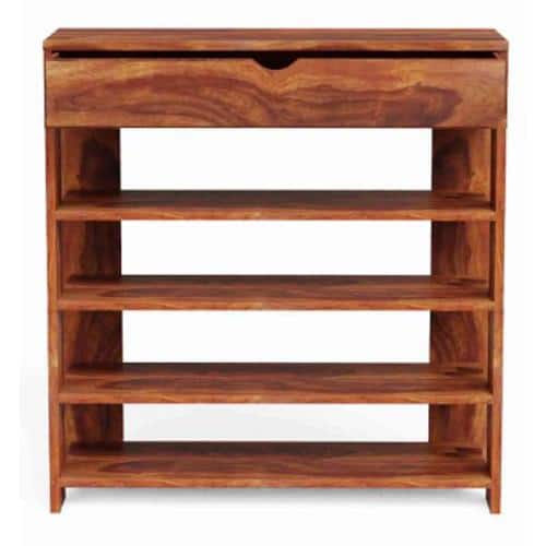 Horizon Solid Wood Shoe Rack in Teak Finish