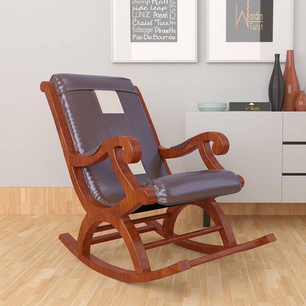 Sydnie Solid Wood Rocking Chair in Grey Colour